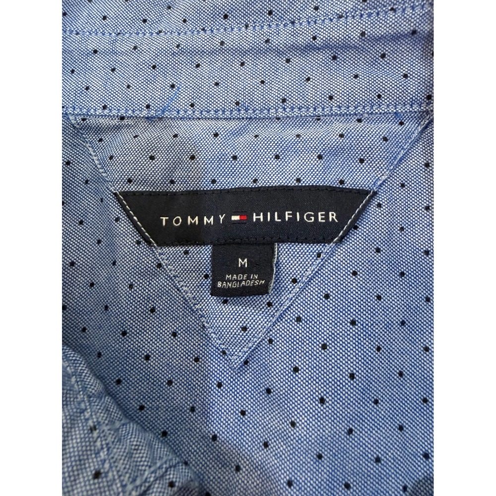 Tommy Hilfiger Womens Blue Polka Dot Short Sleeve Oxford Shirt M 100% cotton - Picture 4 of 8